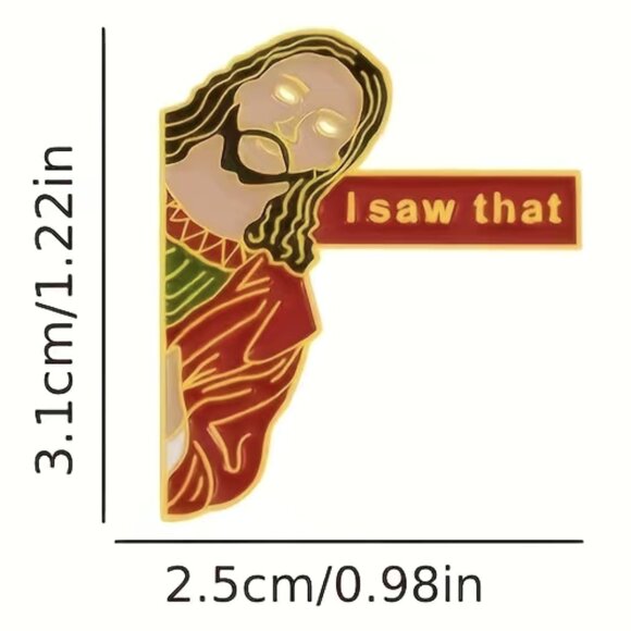 Jesus‎ I Saw That Funny Enamel Pin Brooch New Sarcastic Colorful Gold tone - Picture 3 of 4